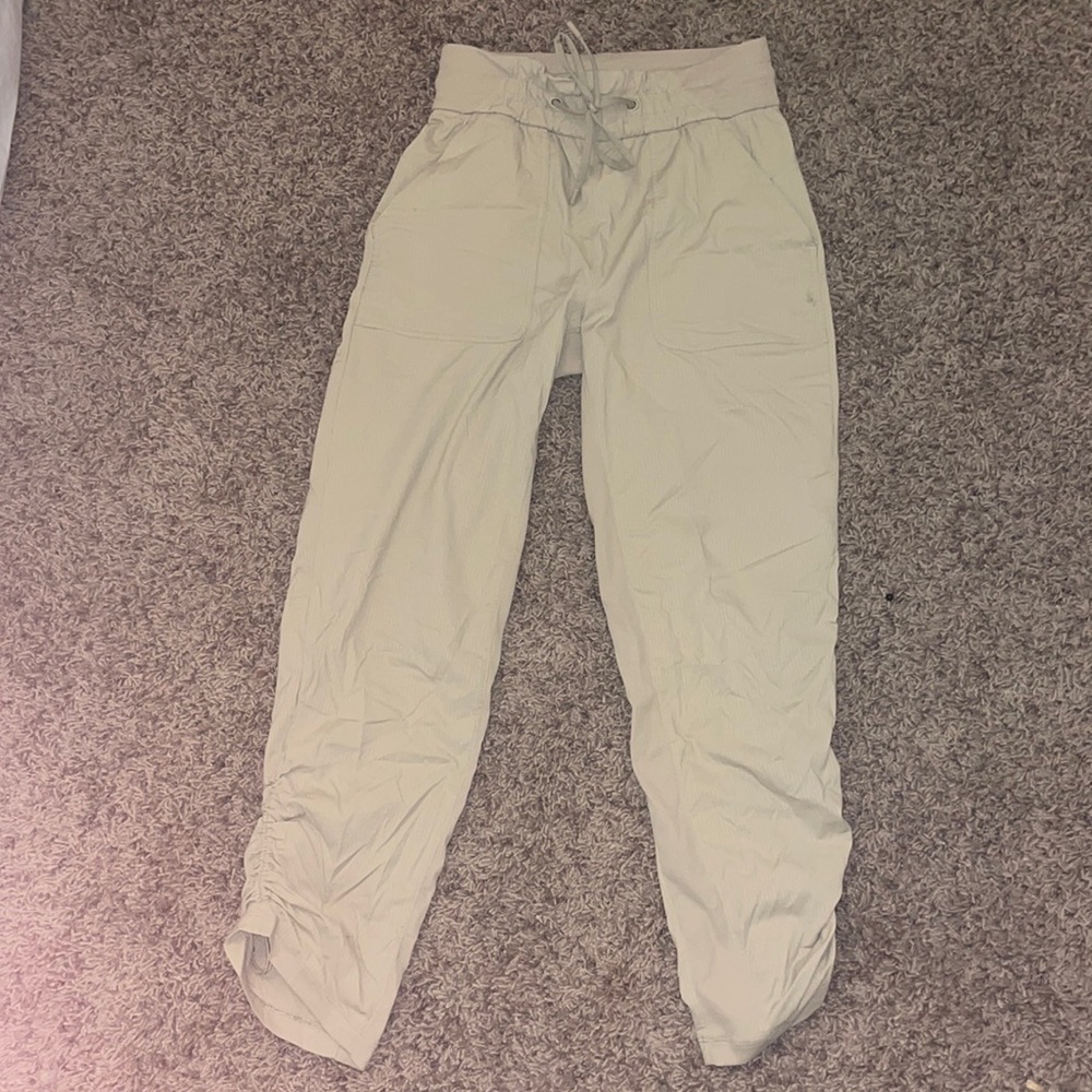 Cream lululemon drawstring ankle joggers